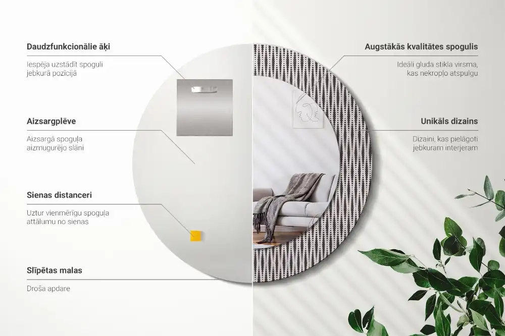 Tiskano okroglo ogledalo Geometrijski vzorec pik