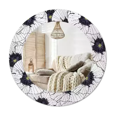 Okroglo okrasno ogledalo Cvetlični aranžma