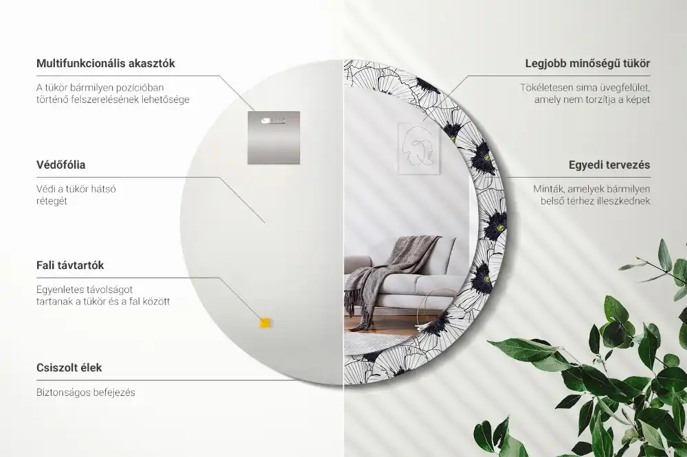 Okroglo okrasno ogledalo Cvetlični aranžma