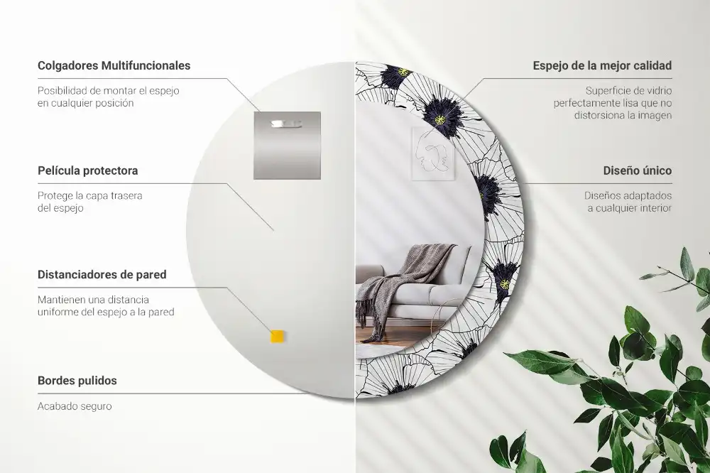 Okroglo okrasno ogledalo Cvetlični aranžma