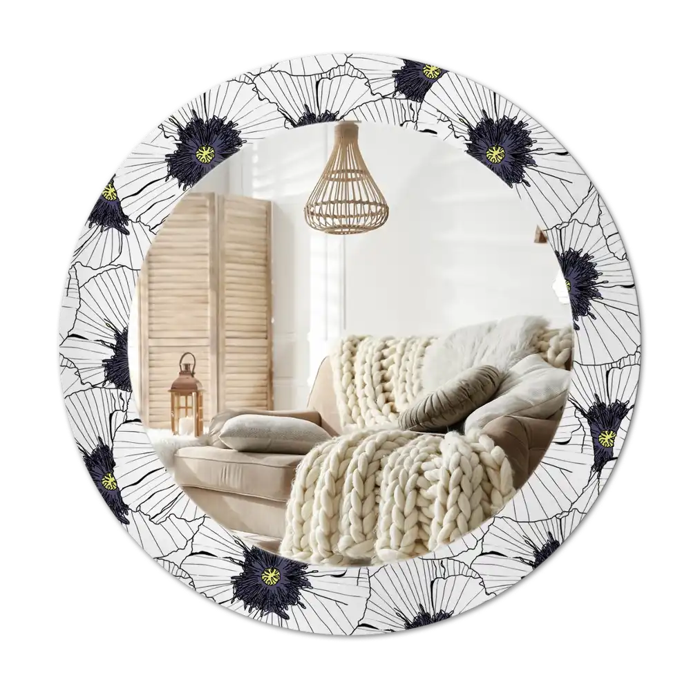 Okroglo okrasno ogledalo Cvetlični aranžma