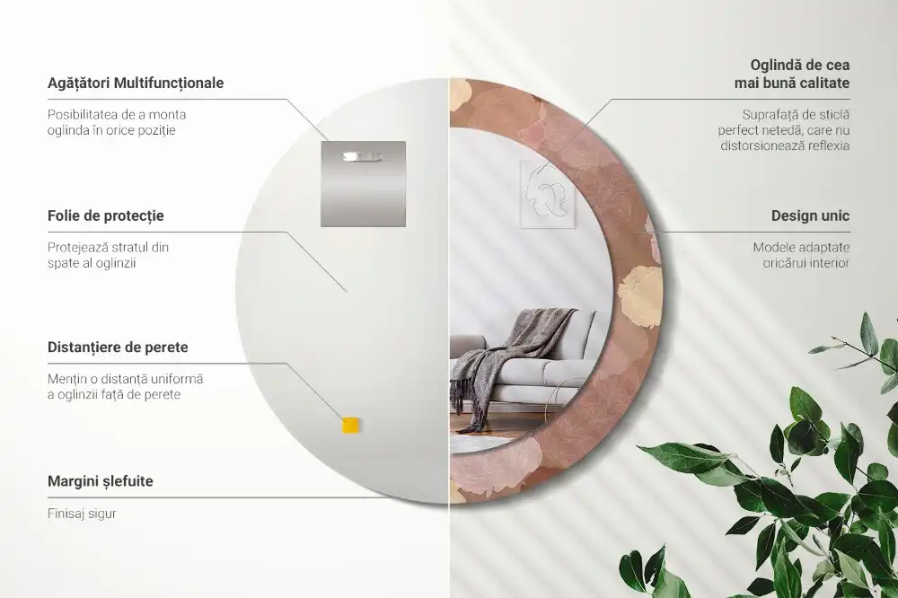 Okroglo stensko okrasno ogledalo Sestava vrtnic