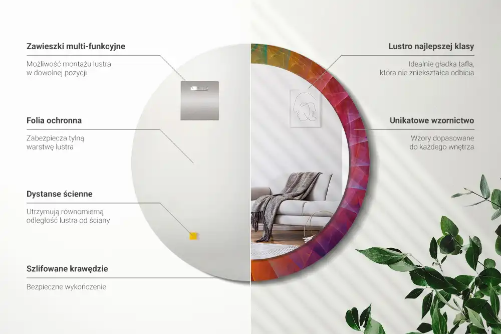 Tiskano okroglo ogledalo Barvna paleta