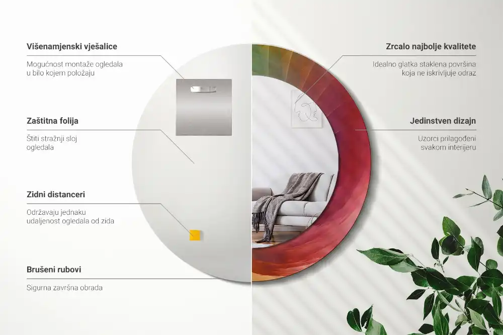 Tiskano okroglo ogledalo Barvna paleta