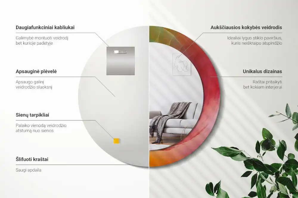 Tiskano okroglo ogledalo Barvna paleta