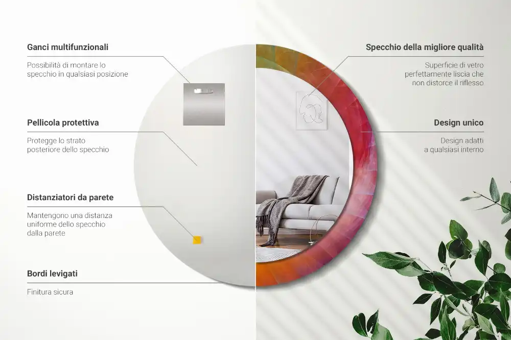 Tiskano okroglo ogledalo Barvna paleta