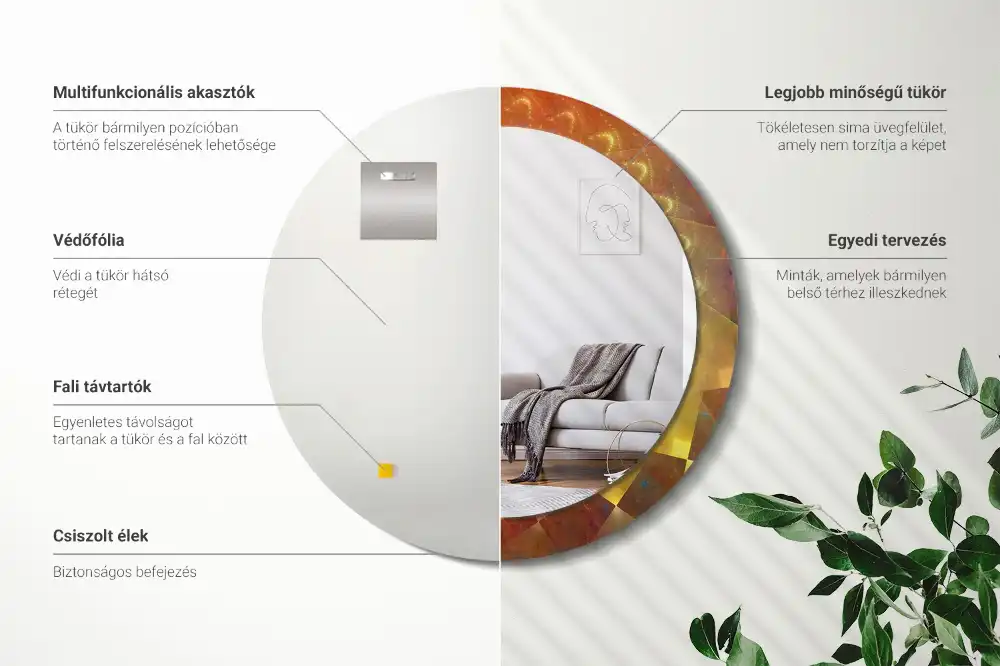 Okroglo okrasno ogledalo Spiralna abstrakcija