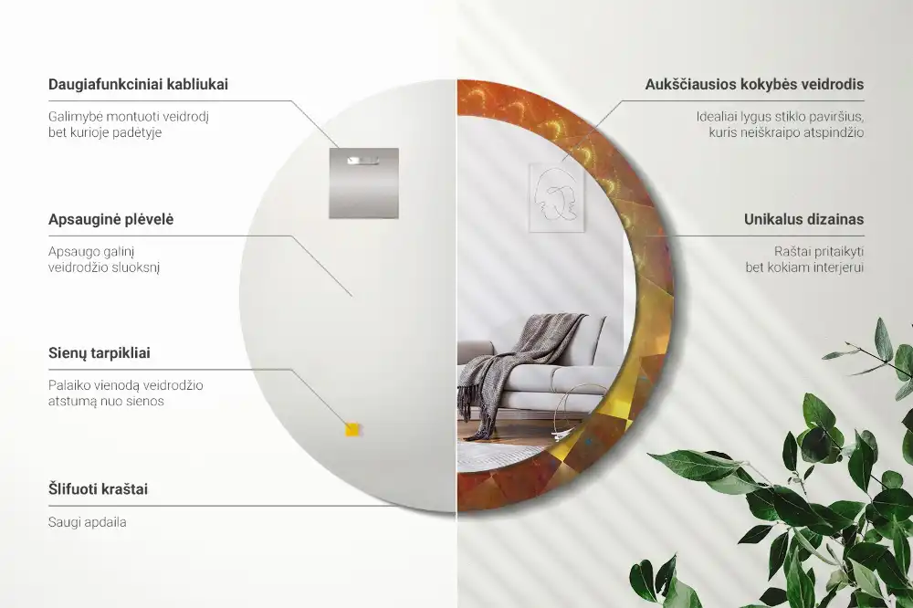 Okroglo okrasno ogledalo Spiralna abstrakcija