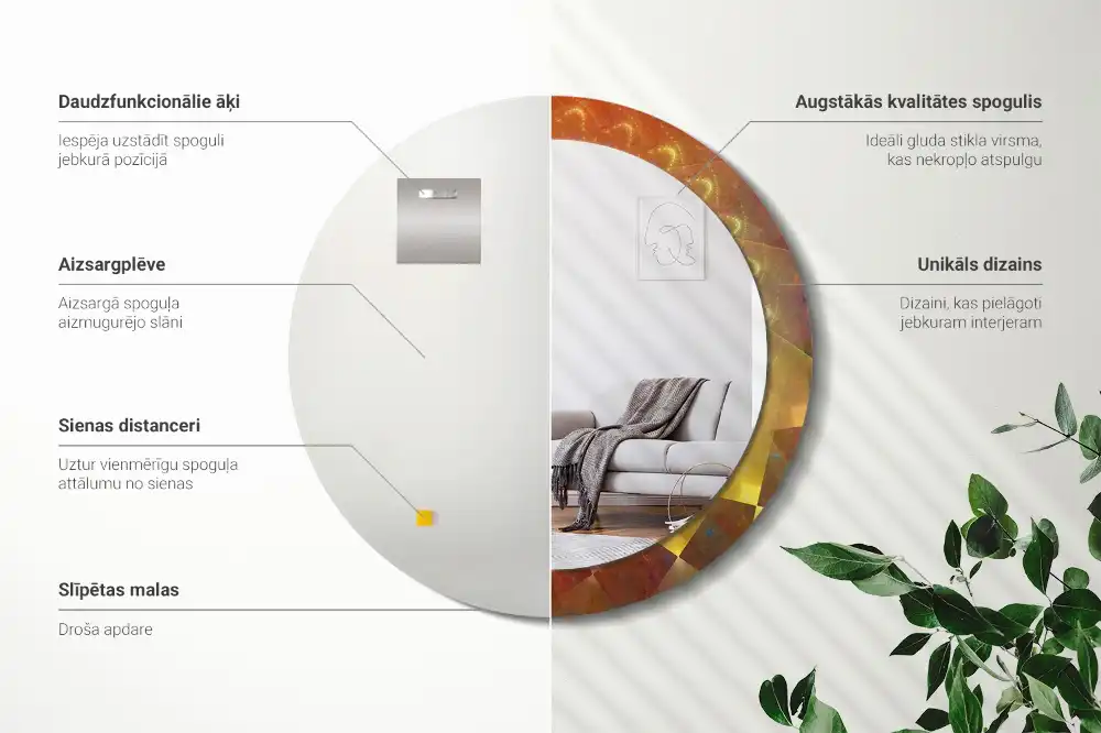 Okroglo okrasno ogledalo Spiralna abstrakcija