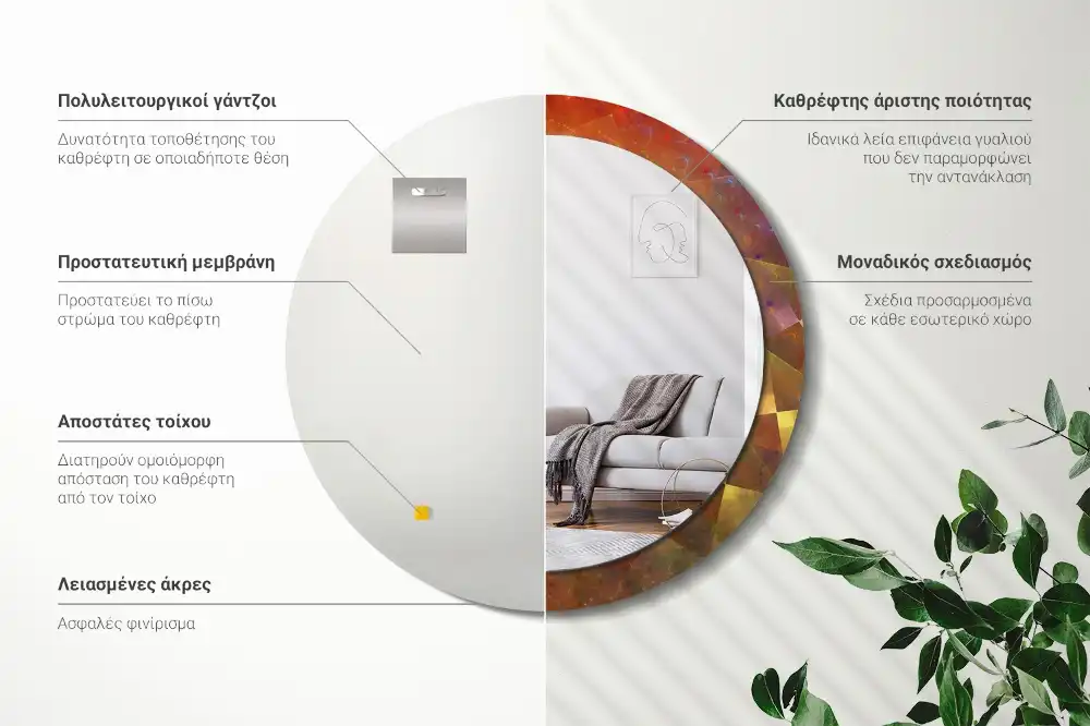 Okroglo okrasno ogledalo Spiralna abstrakcija