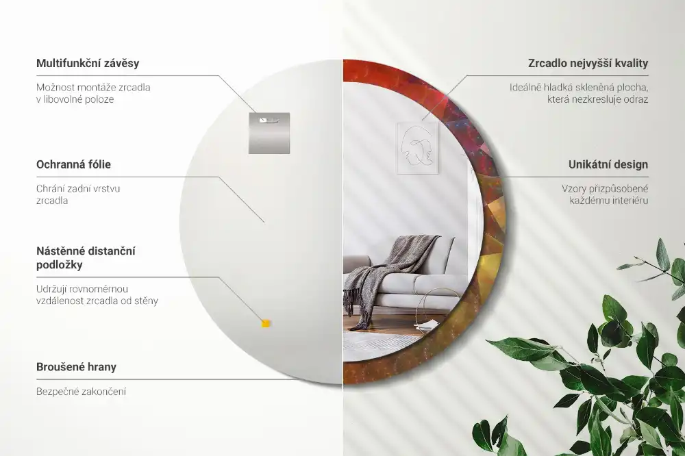 Okroglo okrasno ogledalo Spiralna abstrakcija