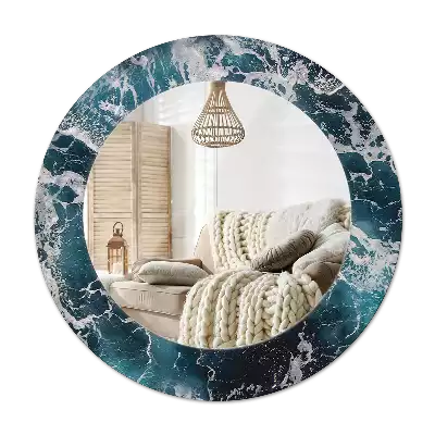 Okroglo okrasno ogledalo Razburkano morje