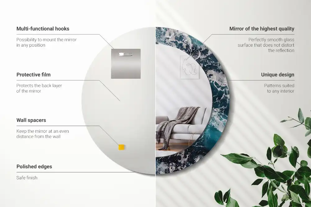 Okroglo okrasno ogledalo Razburkano morje