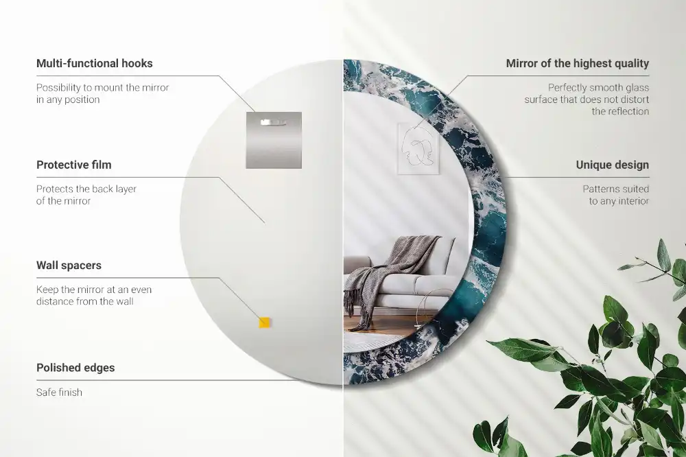 Okroglo okrasno ogledalo Razburkano morje