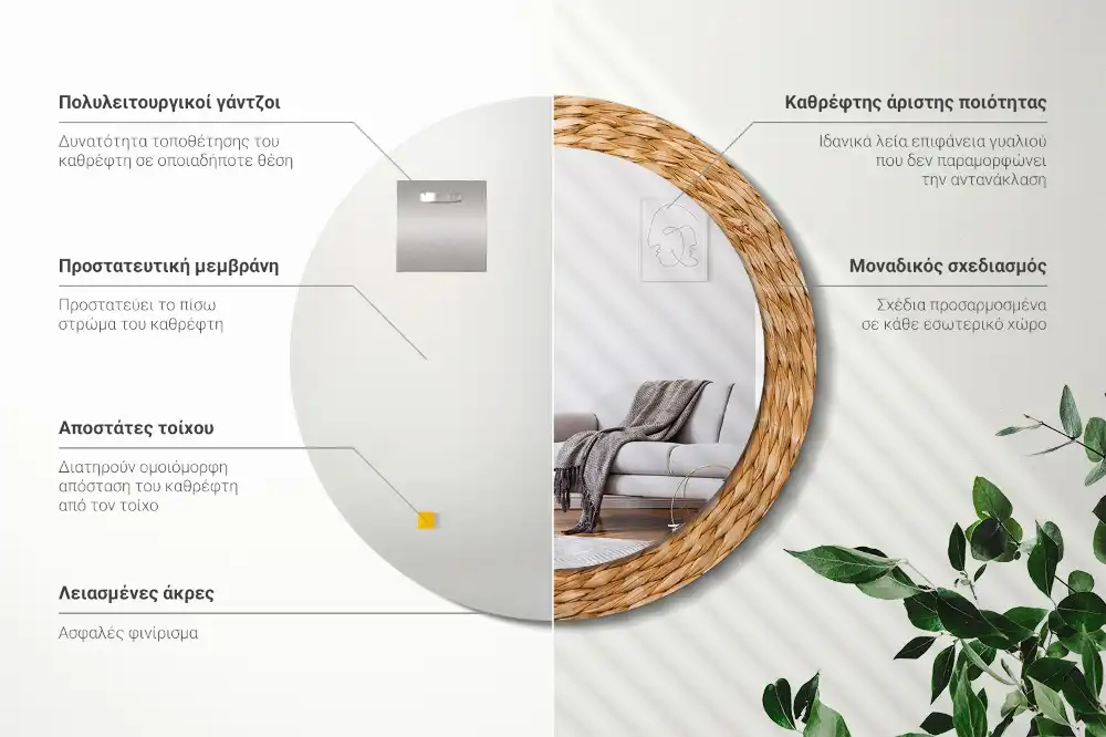 Okroglo okrasno ogledalo Vrtnarjenje iz vrbovega protja