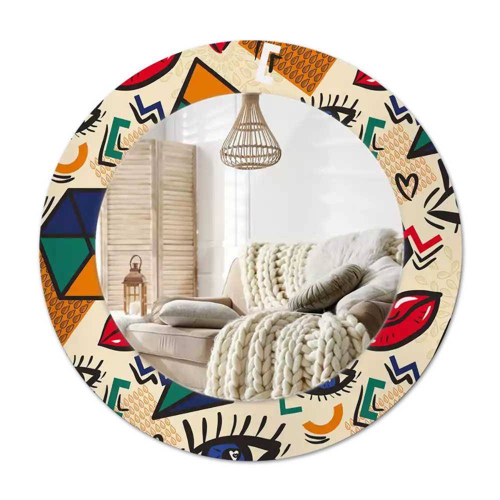 Tiskano okroglo ogledalo Pop art slog