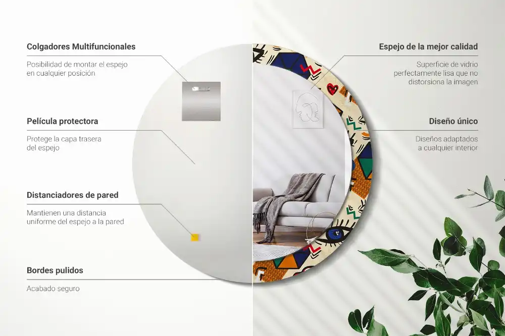 Tiskano okroglo ogledalo Pop art slog