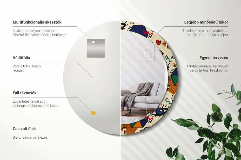 Tiskano okroglo ogledalo Pop art slog