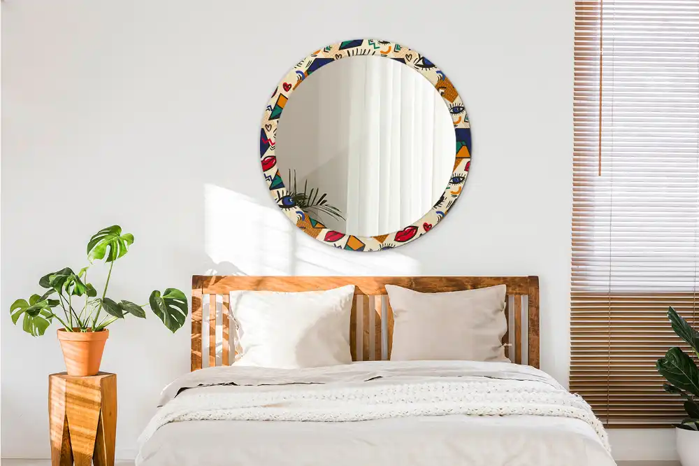 Tiskano okroglo ogledalo Pop art slog