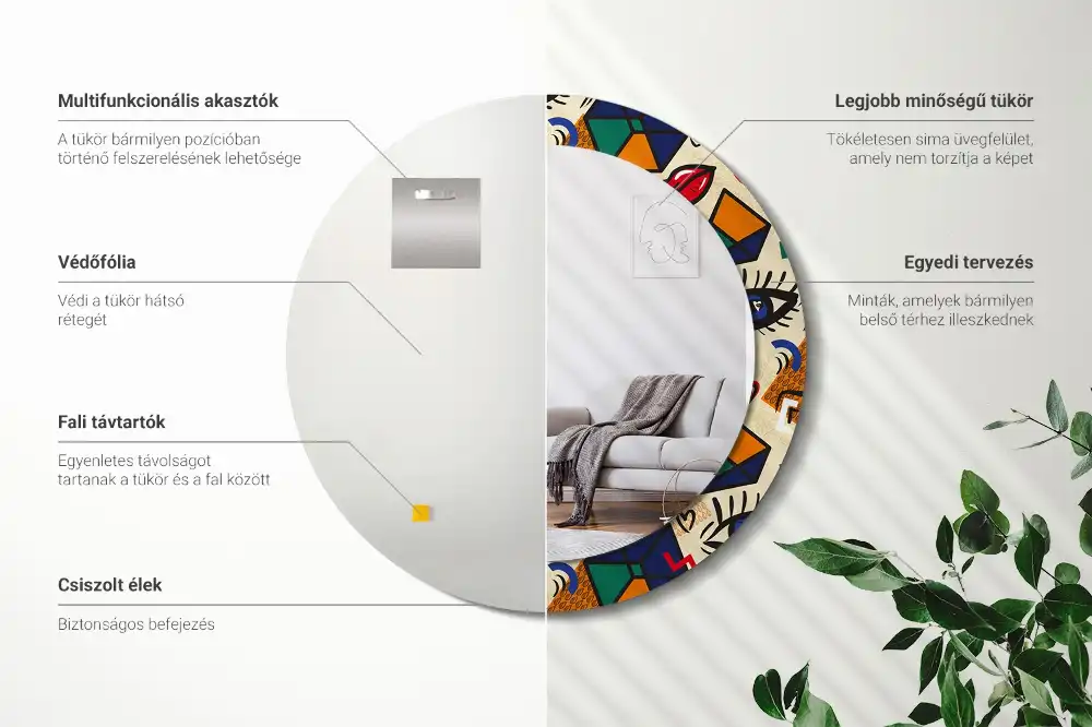 Tiskano okroglo ogledalo Pop art slog