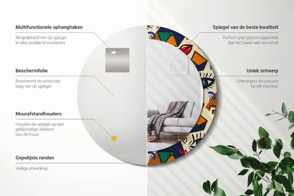 Tiskano okroglo ogledalo Pop art slog