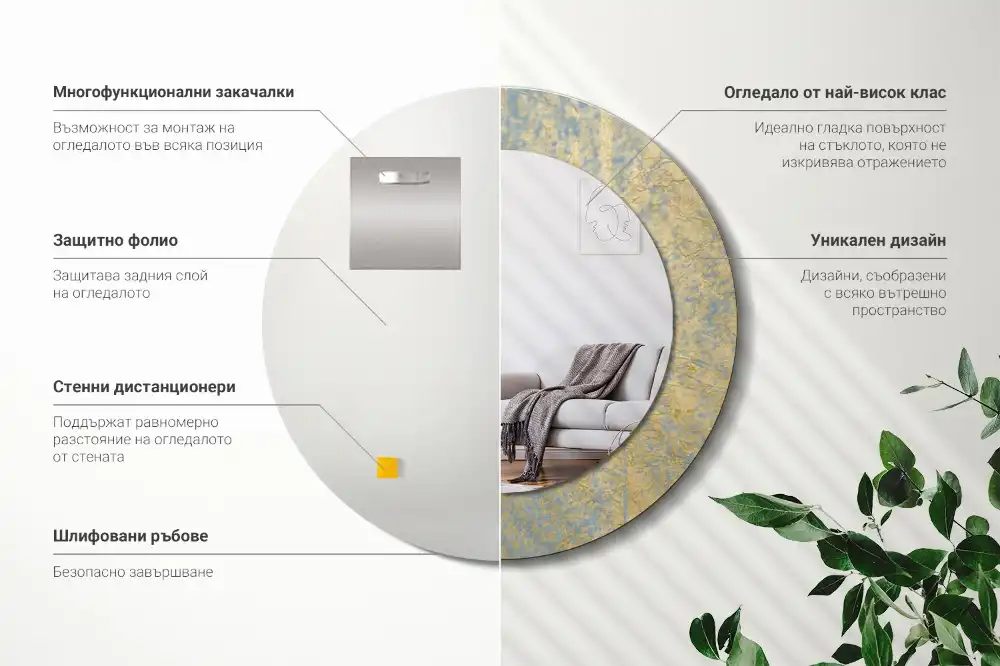 Okroglo okrasno ogledalo Vzorec podstrešja