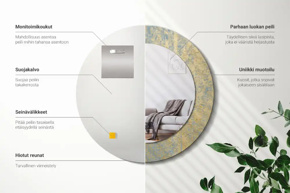 Okroglo okrasno ogledalo Vzorec podstrešja