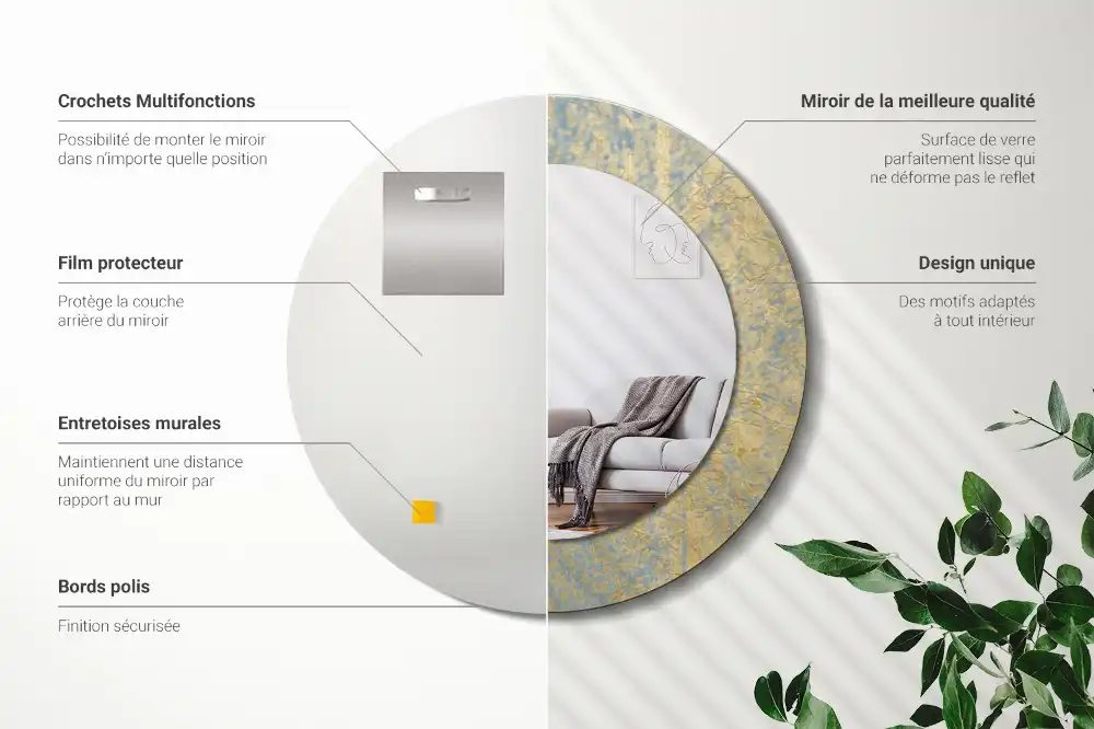 Okroglo okrasno ogledalo Vzorec podstrešja