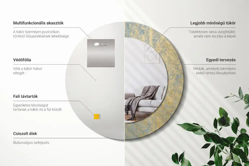 Okroglo okrasno ogledalo Vzorec podstrešja