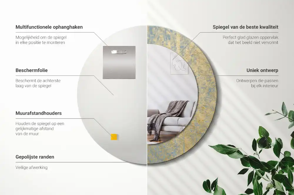 Okroglo okrasno ogledalo Vzorec podstrešja