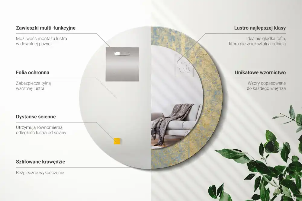 Okroglo okrasno ogledalo Vzorec podstrešja