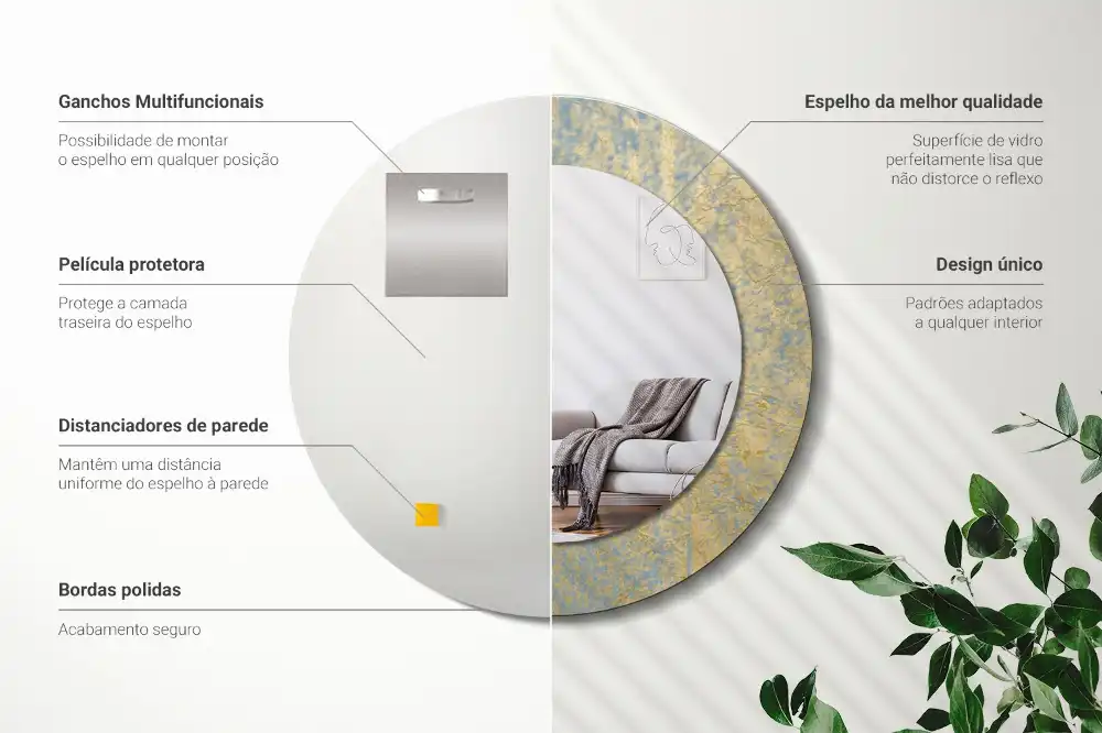 Okroglo okrasno ogledalo Vzorec podstrešja