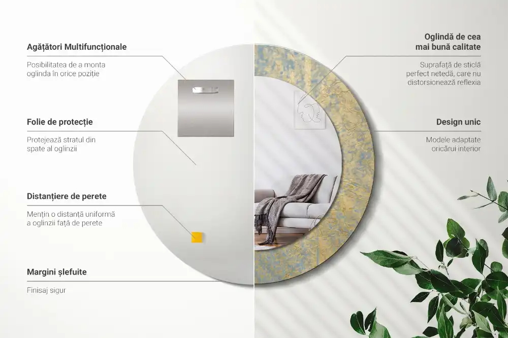 Okroglo okrasno ogledalo Vzorec podstrešja