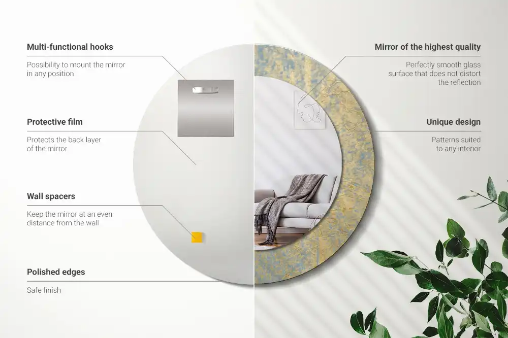 Okroglo okrasno ogledalo Vzorec podstrešja