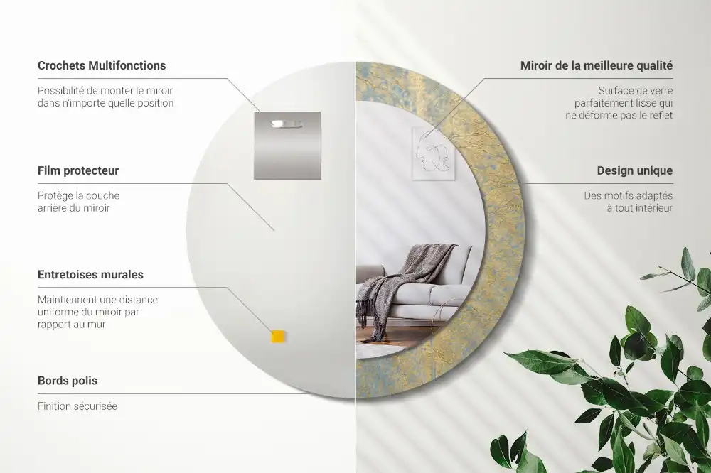 Okroglo okrasno ogledalo Vzorec podstrešja