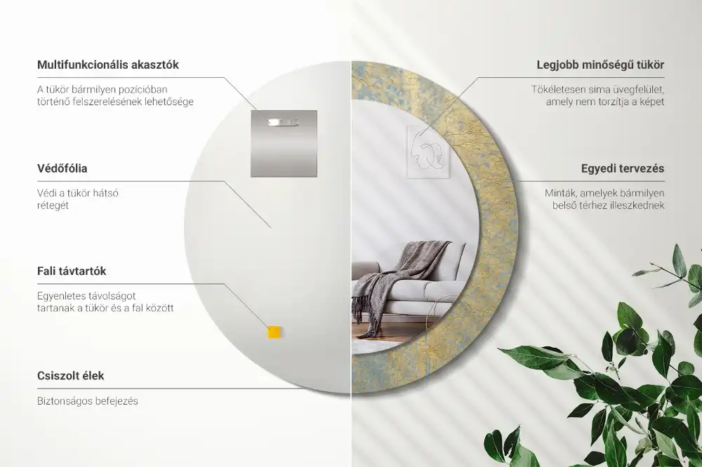 Okroglo okrasno ogledalo Vzorec podstrešja