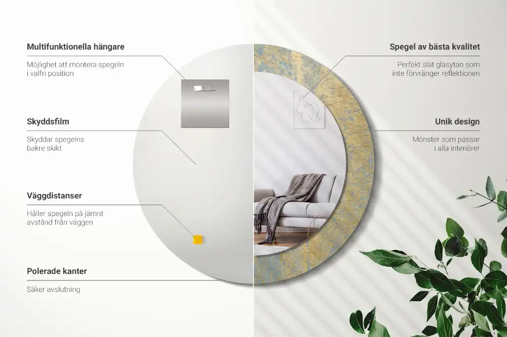 Okroglo okrasno ogledalo Vzorec podstrešja