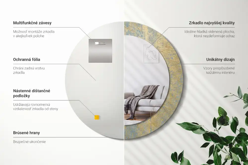 Okroglo okrasno ogledalo Vzorec podstrešja