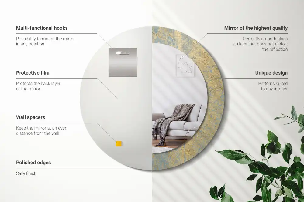 Okroglo okrasno ogledalo Vzorec podstrešja