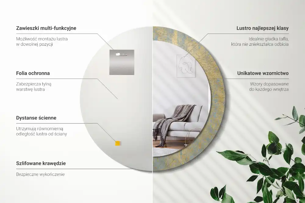 Okroglo okrasno ogledalo Vzorec podstrešja