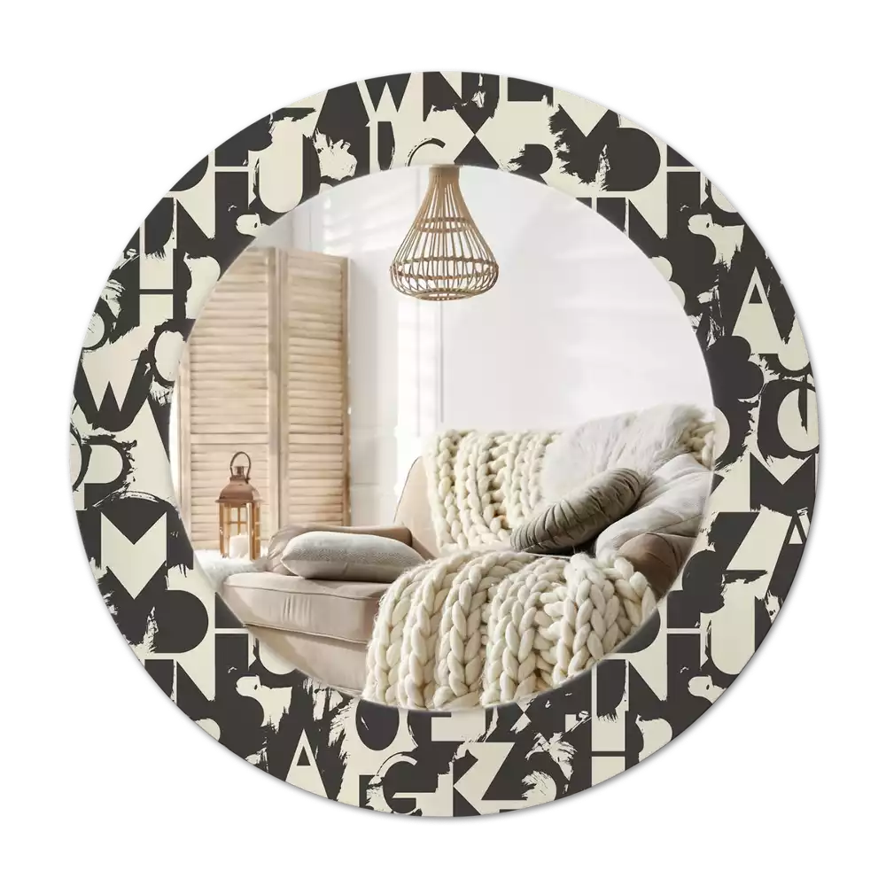 Okroglo stensko okrasno ogledalo Črke