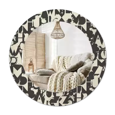 Okroglo stensko okrasno ogledalo Črke