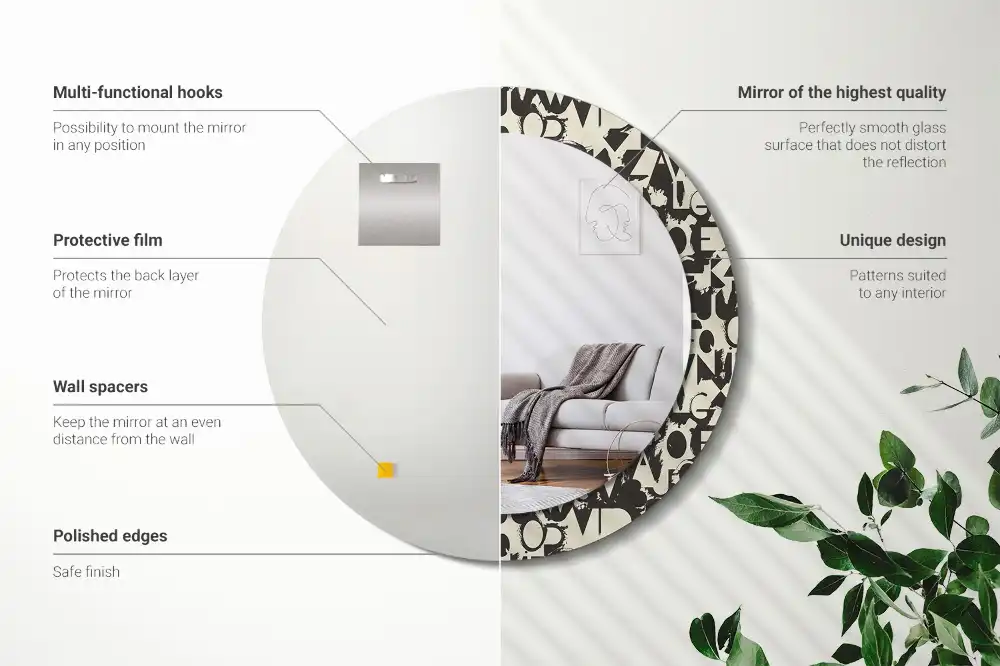 Okroglo stensko okrasno ogledalo Črke