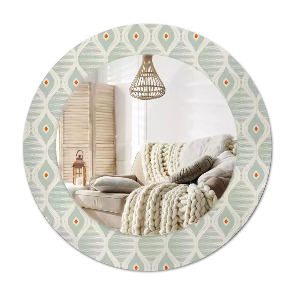 Tiskano okroglo ogledalo Klasični vintage vzorec