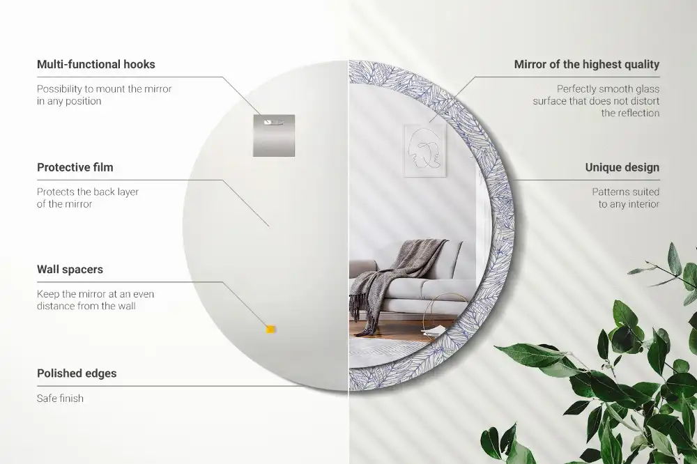 Okroglo okrasno ogledalo Obris tropske palme