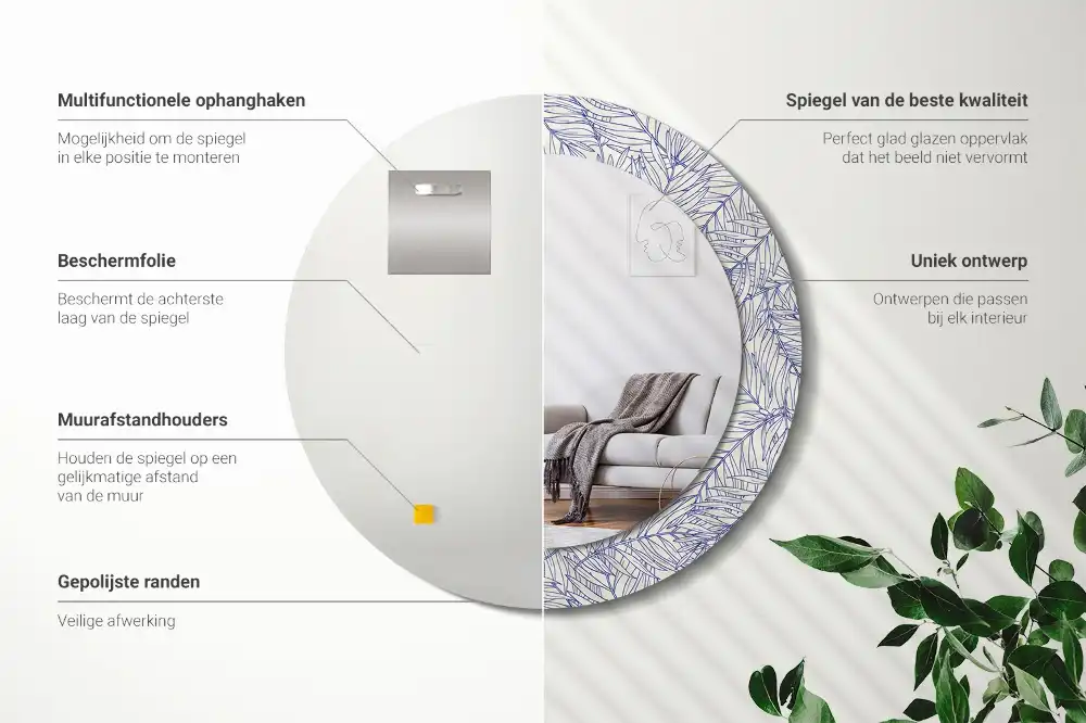 Okroglo okrasno ogledalo Obris tropske palme