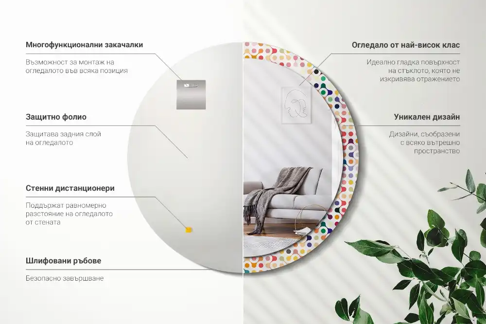 Okroglo stensko okrasno ogledalo Pike pop arta