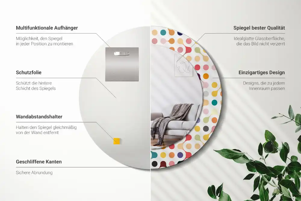 Okroglo stensko okrasno ogledalo Pike pop arta