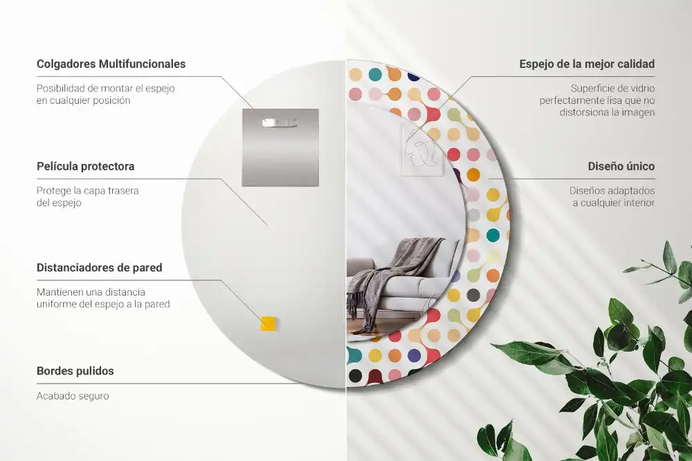 Okroglo stensko okrasno ogledalo Pike pop arta