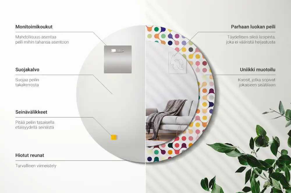 Okroglo stensko okrasno ogledalo Pike pop arta